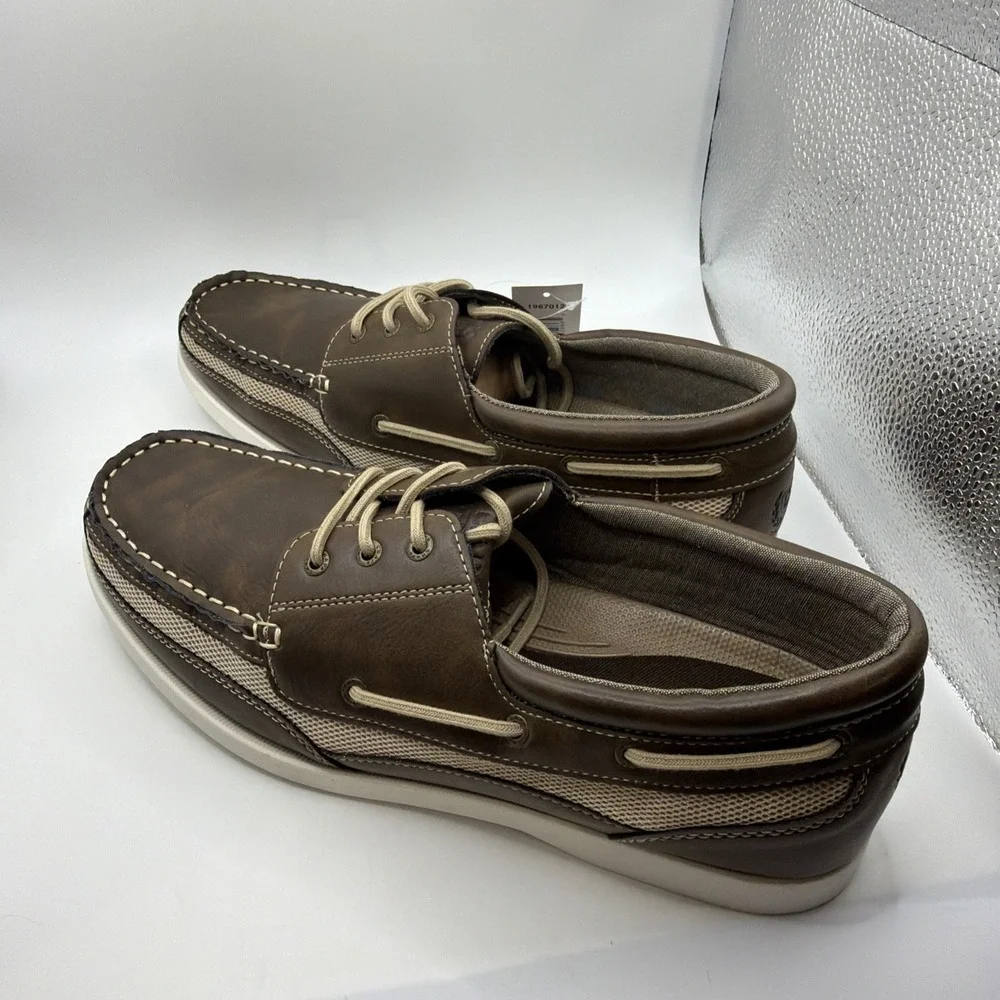 Chaps Memory Foam Comfort Flexible Boat Shoes Brown Lace Up Size 10